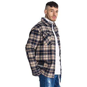 Gianni Kavanagh Beige Checkmate Overshirt, XXL, heren, Gris, XXL