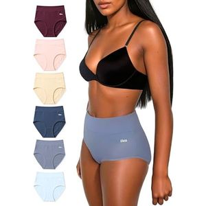 Bea 6pk Hoge Taille Buikcontrole Ondergoed Veelkleurig, Meerkleurig, XS