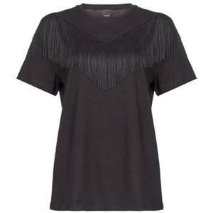 Pinko Under World Jersey T-shirt met franjes, Z99_Zwart Sedan, XXL