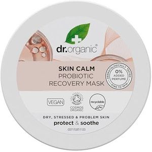 Masque de Récupération Probiotique Dr Organic Skin Calm, Pour les Rougeurs, Peau Sèche, Sensible, Testé Dermatologiquement, Végan, Sans Cruauté, Sans Parabène et SLS, 100ml