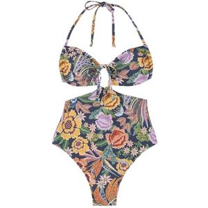 Women'Secret Trikini Paradise badpak voor dames, blauwe print, XS