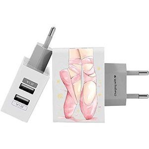 Gocase Ballerina Wall Charger | Dual USB-oplader | Compatibel met iPhone 11 Pro Max XS Max X XR Samsung S10 + Huawei P30 P20 LG Sony | Voeding wit 1 A / 2.1 A