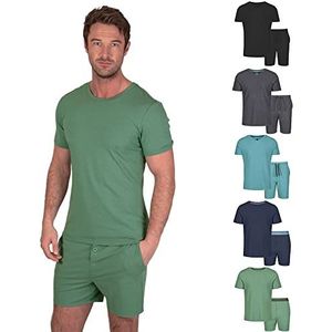 Light & Shade Pyjamaset met top en korte broek voor heren, Groen, XL