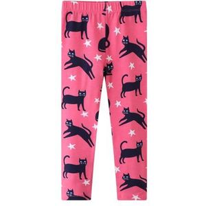 CM-Kid Leggings meisjes broek katoen kinderen elastische broek lente herfst winter 1 2 jaar roze kat maat 92, Roze kat, 92 cm