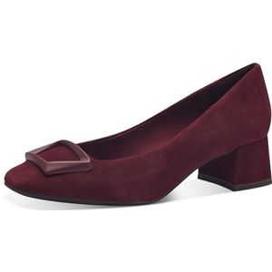 Tamaris dames pumps leer blokhak, Merlot Suede, 42 EU