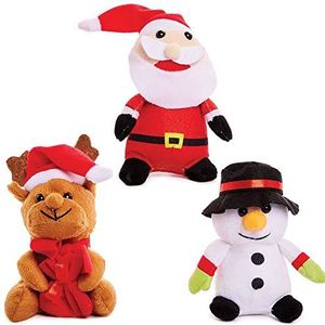 Baker Ross FX419 Kerst Knuffel Pluche Speelgoed - Pak van 3, Kerstmis Zacht Speelgoed voor Kinderen, Speelgoed voor Kinderfeestzakjes en Kerstkousen