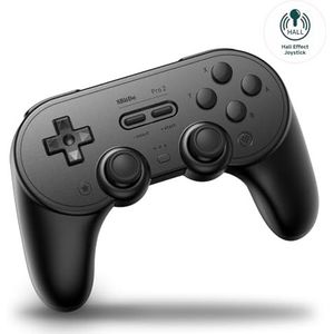 8Bitdo Pro 2 Bluetooth Controller for Switch, Hall Effect Joystick Update, Wireless Gaming Controller for Switch, PC, Android, and Steam Deck & Apple (Black Edition)