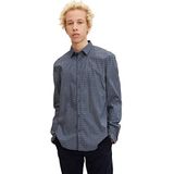 TOM TAILOR Denim Mannen Shirt met patroon 1032370, 30273 - Navy Scratched Check Print, S