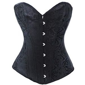 Bslingerie® Korset Bustier Brocade Overbust voor Dames, Zwart (, XXL