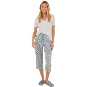 women'secret Pyjama van 100% katoen, capri, lichtgrijs, lichtgrijs/zilver, S