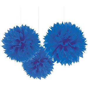 Amscan 18055-105-55 - Fluffy-decoratieballen, 3 stuks, diameter 40,6 cm, papier, poms, hangdecoratie