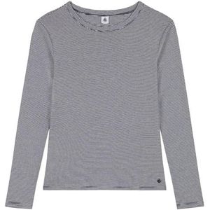 PETIT BATEAU - T-shirt - Grijs - Lange Mouwen - Gestreept Ribtricot
