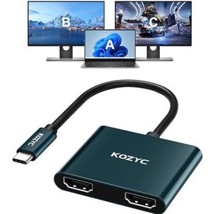 USB C to Dual HDMI Adapter 4K@60hz, Type C to HDMI Splitter Extended Display [MST Mode (Extended displays) Only for Win OS], Groen