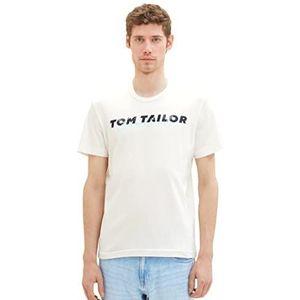 TOM TAILOR Heren 1037277 T-shirt, 10332-Off White, S, 10332 - Off White, S