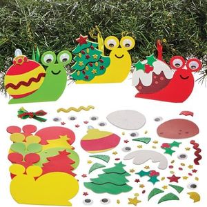 Baker Ross FN336 Kerst Slakken Mix en Match Decoratiesets - Set van 8, Kerst knutselen voor kinderen, Kerstdecoraties