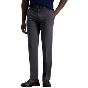 Haggar Premium strijkvrije casual kaki-broek voor heren, rechte pasvorm, platte voorkant, Donkergrijs, 33W / 30L