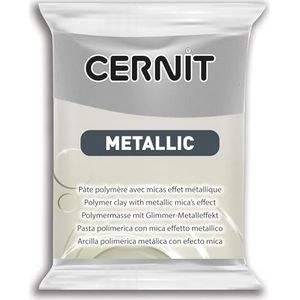 CERNIT CE0870056080C - Een metallic polymeerdeeg, boetseerklei, zilverkleurig, blok van 56 g