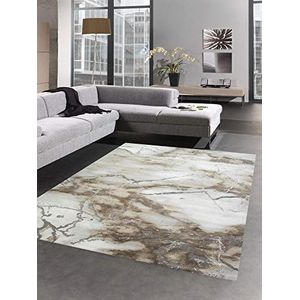 CARPETIA Tapijt marmer patroon met glanzende vezels bruin beige zilver afmeting 120x170 cm