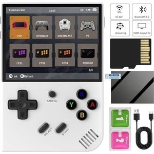 RG35XX Plus Handheld gameconsole, retro videogameconsole met 3,5 inch IPS-display, 64G + 128G TF-kaart en 10.000+ klassieke games, ingebouwde 3300mAh batterij, ondersteuning 5G wifi en Bluetooth 4.2