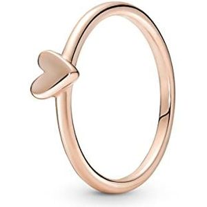 Pandora Handsfree hart ring van 14 karaat rosé vergulde metaallegering, 58 EU, zilver, Geen edelsteen