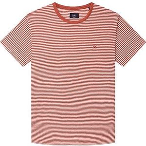 Hackett London Heren linnen streep T-shirt, Roodhout, M