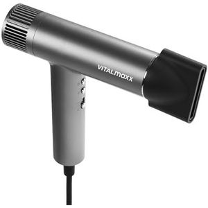 VITALmaxx Slim Haardroger met BLDC-motor, haardroger met 3 temperatuurstanden en 2 snelheden, 2 opzetstukken en digitaal display, 1500 W haarstyler, extra stil