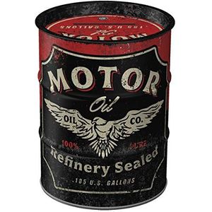 Nostalgic-Art Retro Spaarpot olievat, Motor Oil – Geschenkidee voor auto- en motorfans, Spaarvarken in metaal, Vintage Spaarblik, 600 ml