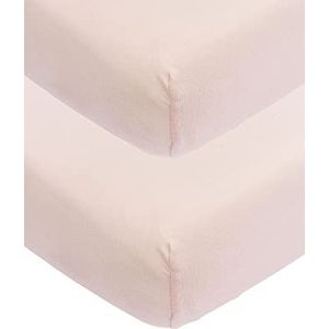 Meyco Baby Uni Hoeslakens 2-pack voor het kinderbed (lakens van zachte jersey-kwaliteit, 100% katoen, perfecte pasvorm door elastiek rondom, afmetingen: 60 x 120 cm), Soft Pink