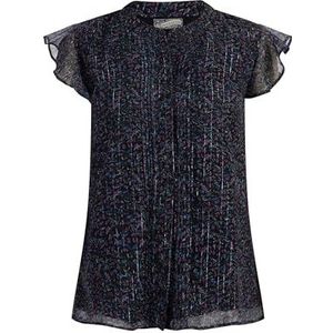 TILDEN Dames blouse shirt met ruches mouwen 31227385-TI01, ZWART bloemenprint, M, Zwarte bloemenprint, M