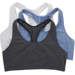 Hanes Dames BH (Pack van 3), Wit/Denim Jas Blauw Heather/Moonlite, XL