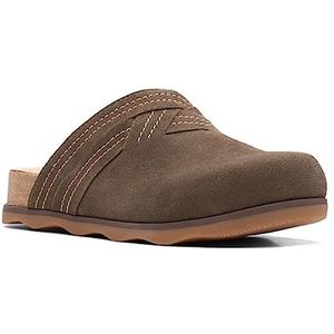 Clarks dames brynn glide houten schoen, Donker olijfleer, 39.5 EU