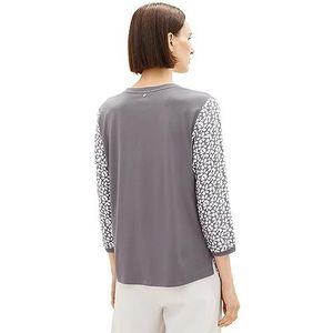 TOM TAILOR Damesshirt met lange mouwen en patroon, 33766 - Grey Floral Design, XL