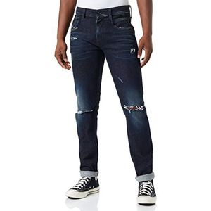 Replay Anbass Broken Edge jeans voor heren, 007, donkerblauw, 28W x 32L