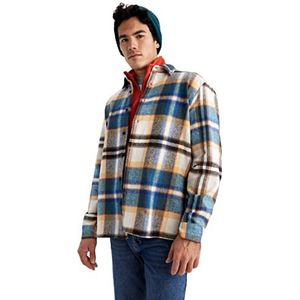 DeFacto Herenshirt met lange mouwen en lange mouwen, D.GREEN, XS