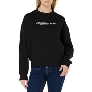 Calvin Klein Jeans Verlichte grafische sweatshirts met ronde hals voor dames, zwart, XS