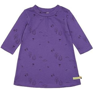loud + proud Meisjes structuurgebreid, GOTS-gecertificeerd, kinderjurk, paars, 74/80 cm