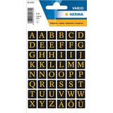 HERMA 4130 Letterstickers A - Z met goudopdruk (13 x 13 mm, 2 velles, folie) zelfklevend, permanente klevende alfabet stickers, 96 etiketten, zwart/goud