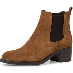 Tamaris Chelsea boots voor dames, enkellaarzen, Touch-it-voetbed, Braun cognac suède., 38 EU