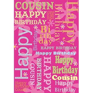 WONDERFUL COLOURFUL GLITTER GECATEERD KOUSIN HAPPY BIRTHDAY GREETING CARD