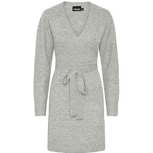 PIECES Dames Pcellen Ls Wrap Knit Dress Noos Bc, lichtgrijs gem., S