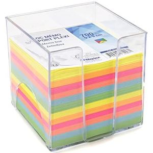WAYTEX 931151 memoblok met 700 kleurrijke notities, 9 x 9 cm, met transparante kunststof houder