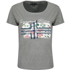 Geographical Norway Jepson Lady T-shirt met V-hals, modieus, regular fit, kleding met korte mouwen, lente, zomer, herfst, winter (lichtgrijs XXL), Lichtgrijs, XXL