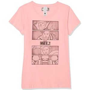 Marvel Little, Big Group Line Art Girls Short Sleeve Tee Shirt, Light Pink, X-Large, Rosa, XL