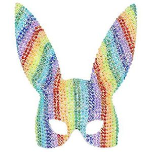 Smiffys 53042 Fever Deluxe Rainbow Jewel Studded Bunny Masker, uniseks volwassenen, meerkleurig, eenheidsmaat