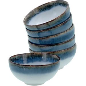 CreaTable, 21816, serie Cascade dipschalen, blauw, 300 ml, 6-delige serviesset, dip-schalenset van aardewerk