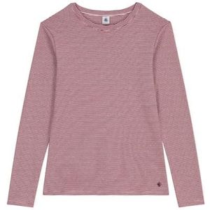 Petit Bateau Iconisch katoenen T-shirt met lange mouwen voor dames, Amarant/Marshmallow, XXS