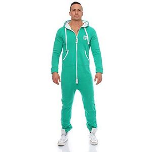 Gennadi Hoppe jumpsuit voor heren, onesie, jogger, eendelig, overall, slimfit, groen (green), S