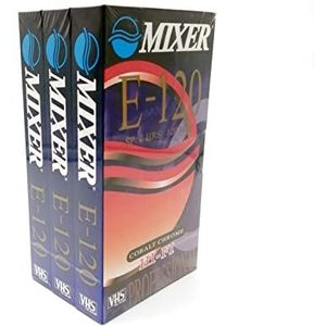 MIXER E-120 videocassette leeg, 120 minuten, VHS Virgines Professional HI-FI, 3 stuks
