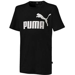 PUMA ESS Logo Tee B T-shirt voor kinderen, zwart katoen, 128 (fabrikantmaat: 8 jaar)