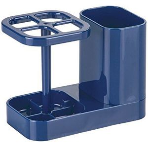 iDesign 43434EU Med+ badkamer tandenborstel- en tandpastahouder en medicijnkastorganizer, marineblauw, plastic, marineblauw, 14,2 x 8,3 x 11,6 cm